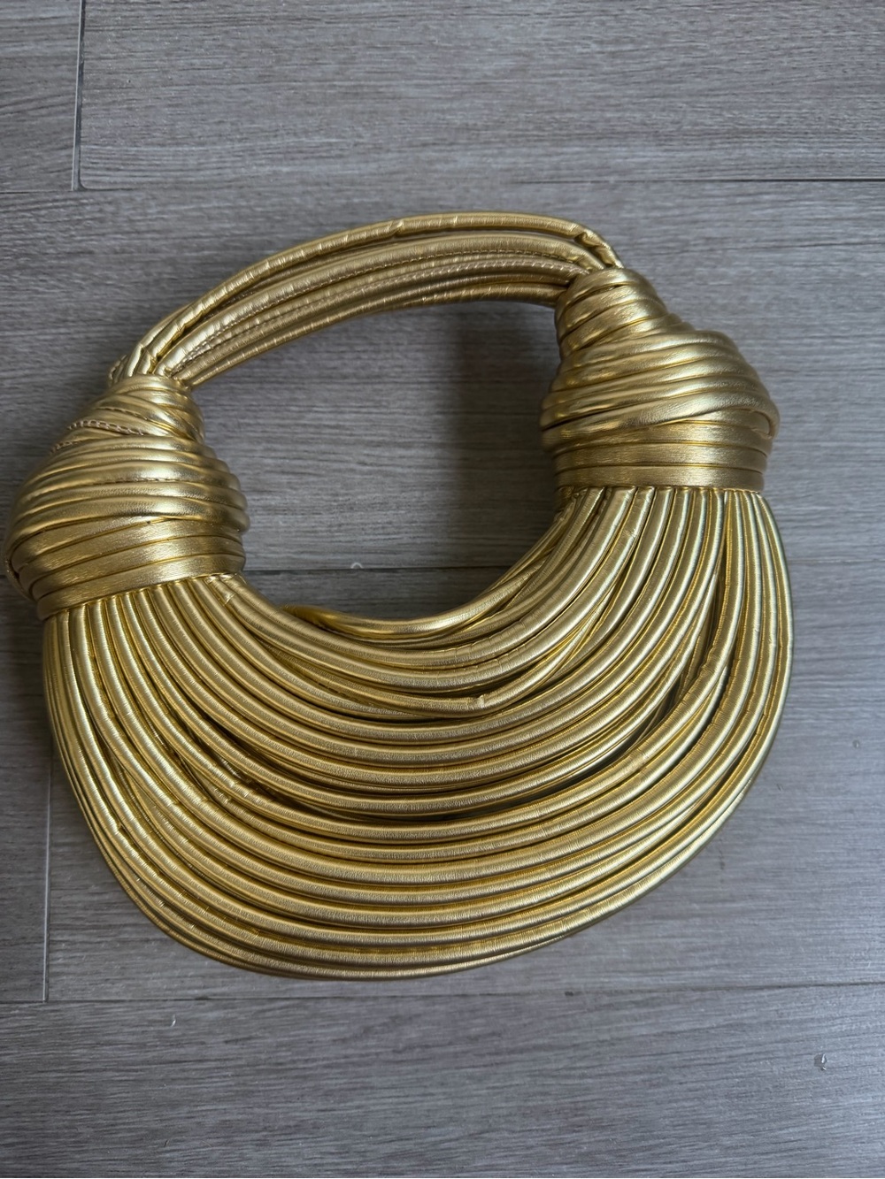 Elegant Gold Metallic Multi-Strand Wristlet Clutch